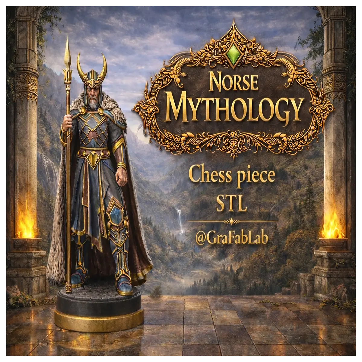 Norse Mythology King Chess Set Game Pieces Battle Chess Character Toys Collectible Chess Game
