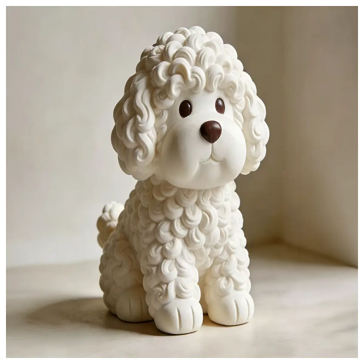 Curly Dog Figurine Cute Dog Model Toy Pet Decoration Adorable Puppy Gift Desktop Display Dog Outfit