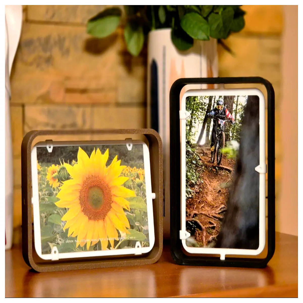 Rotating Double Sided Photo Frame Desktop Decoration Creative Photo Wall Display Anniversary Gift Memories Rotating Photo Album