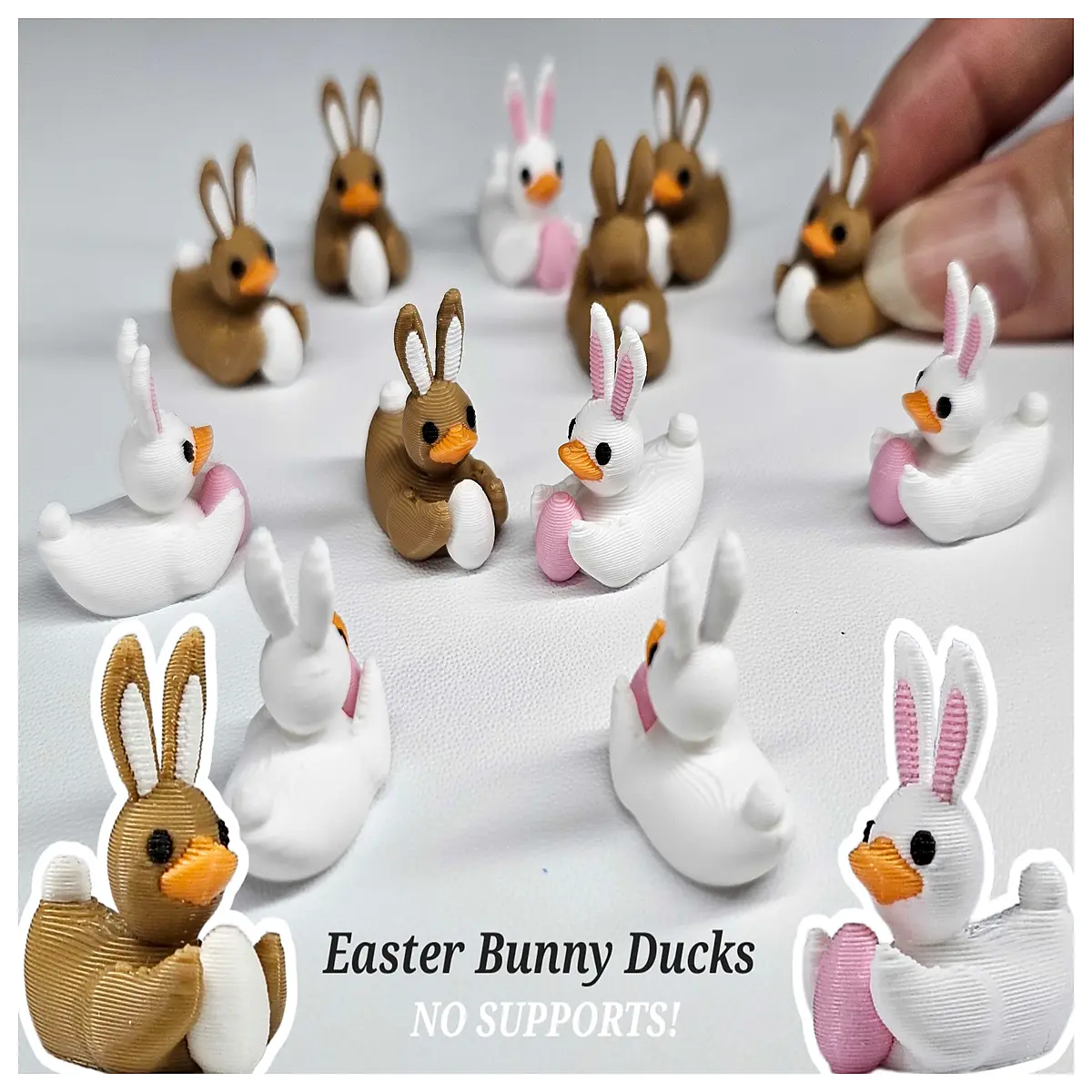 Easter Mini Duck Toy Rabbit Ear Duck Decoration with Egg Easter Little Duck Festive Decoration