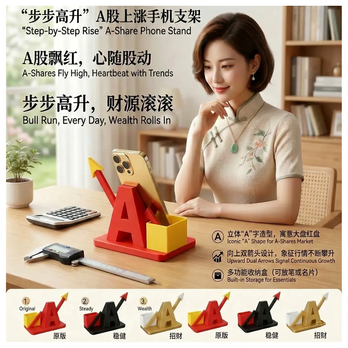 KaiShi DaJi A Share Mobile Holder Stock Trading Desktop Organizer Phone Stand Stock Screen Holder