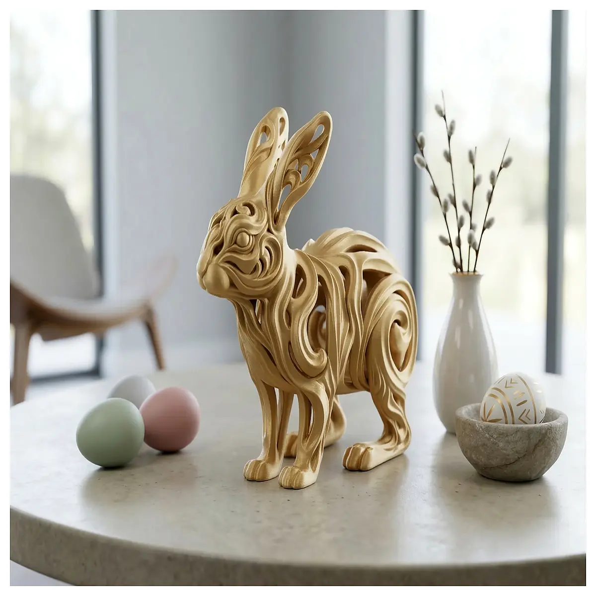 Organic Resurrection Easter Rabbit Decoration Natural Faux Rabbit Figurine Festive Decor Kids Toy Easter Gift