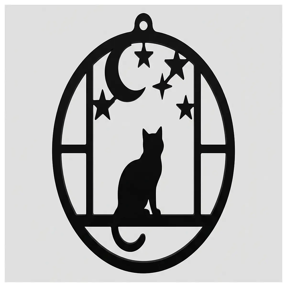 cat wall art moon stars night sky silhouette mural bedroom decor large poster