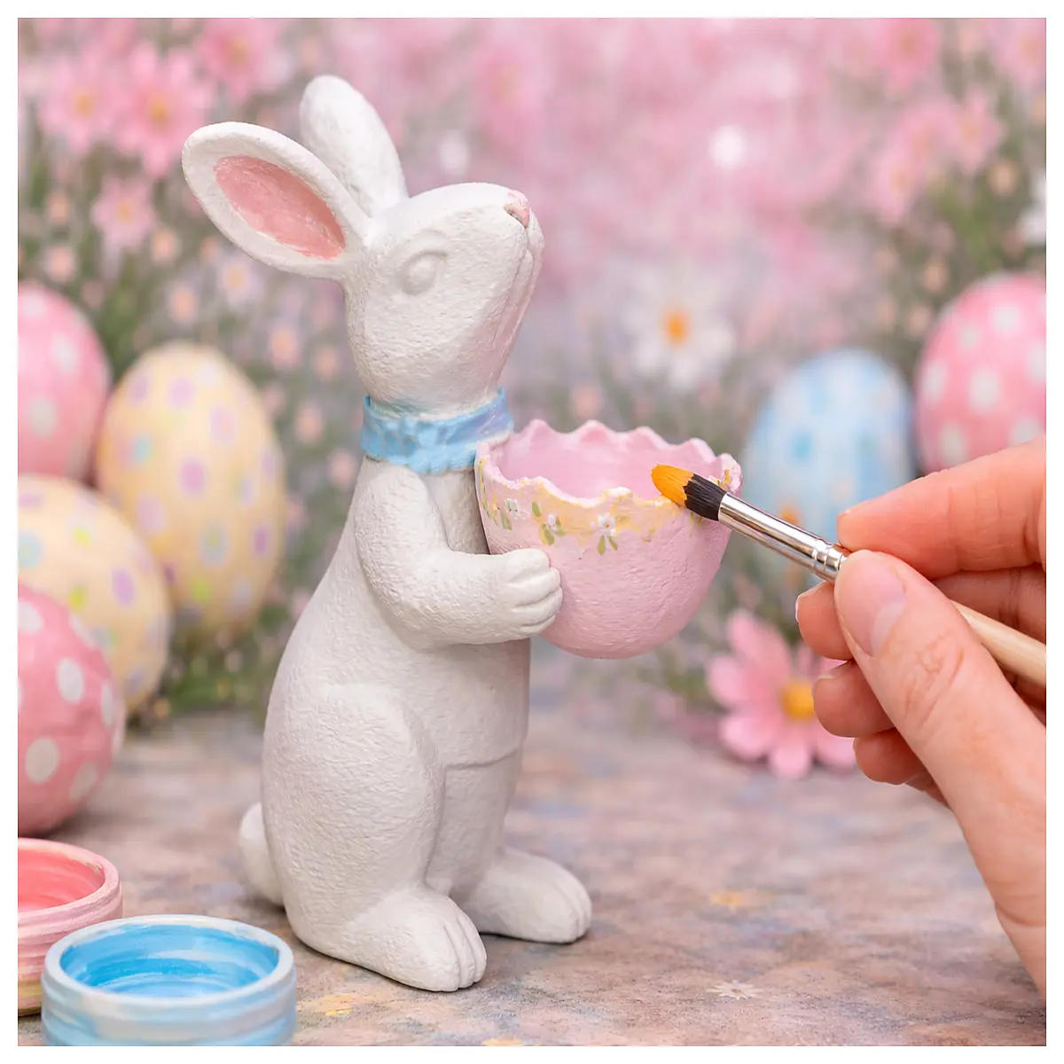 Easter Bunny Decor Bowl DIY Painting Eggshell Bowl Easter Gift Kids Crafting Creative
