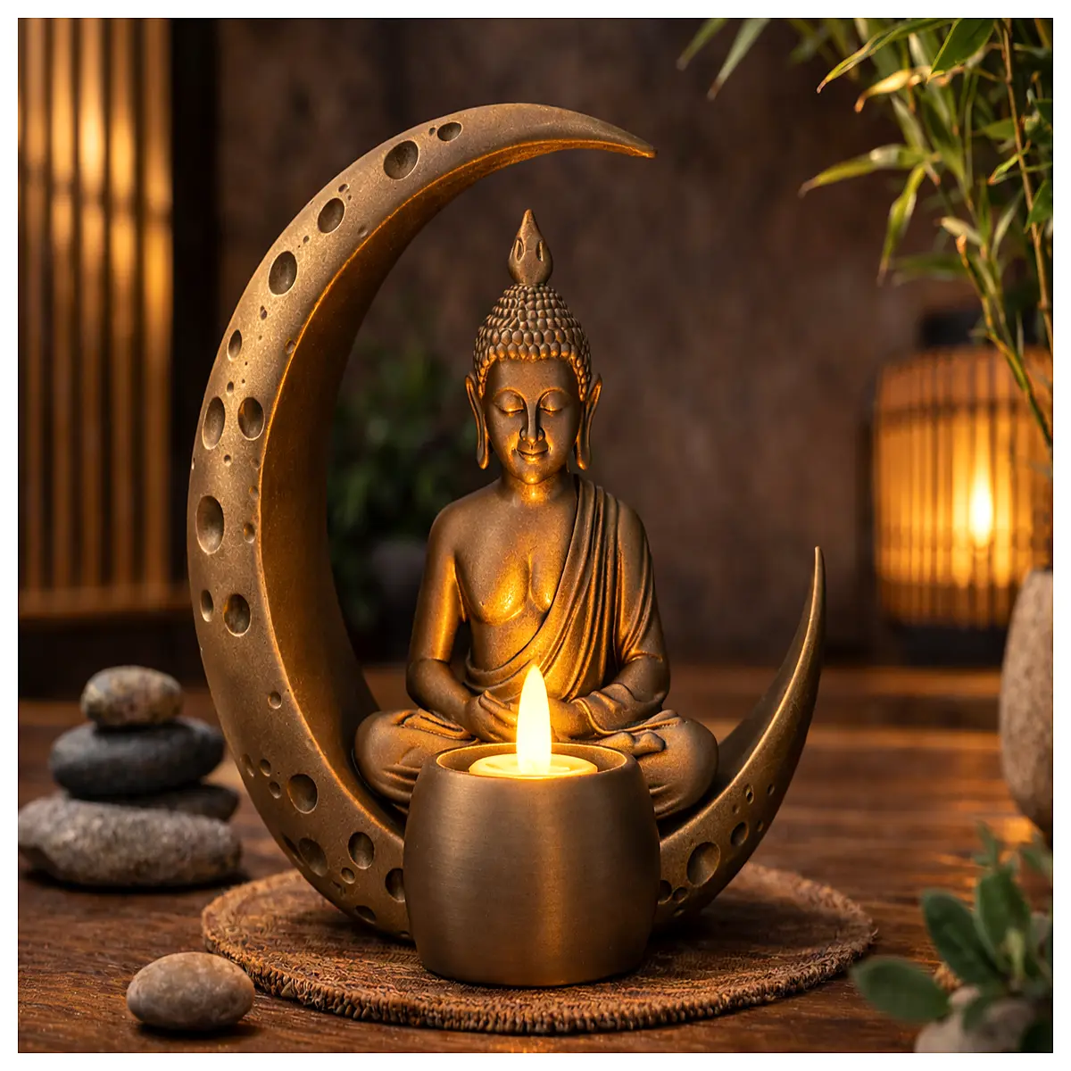Buddha Moon Holder Zen Meditation Decor Candle Stand Zen Tea Accessory Spiritual Home Decor