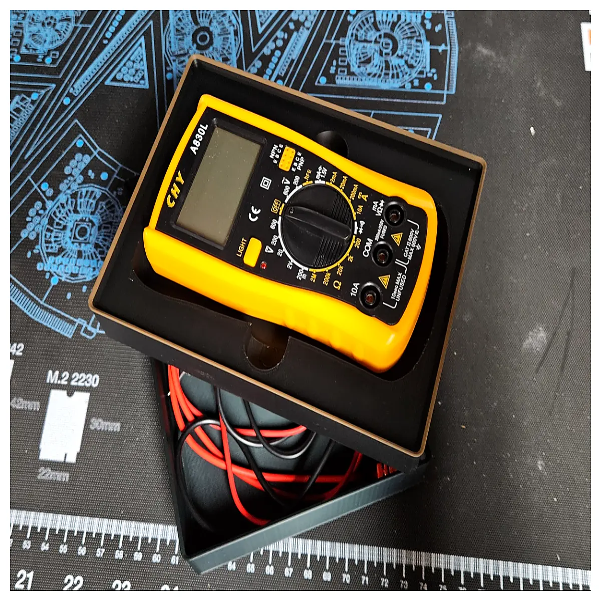 CHY A830L Gridfinity Multimeter Organizer with Cable Management Electrical Repair Parts Tool Accessories