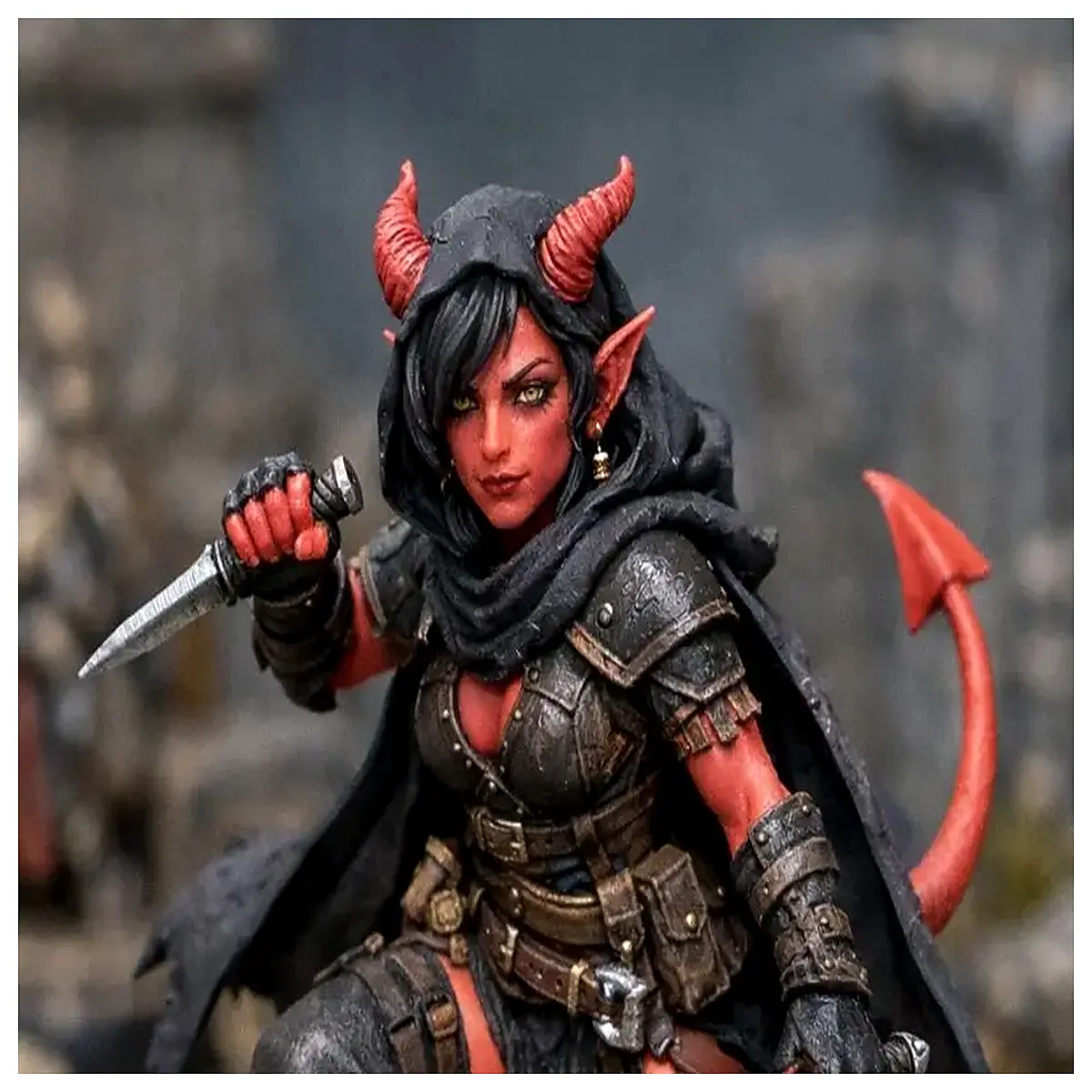 Female Tiefling Miniature Model 32mm Scale Figure Toy Game Model Character Model Collectible