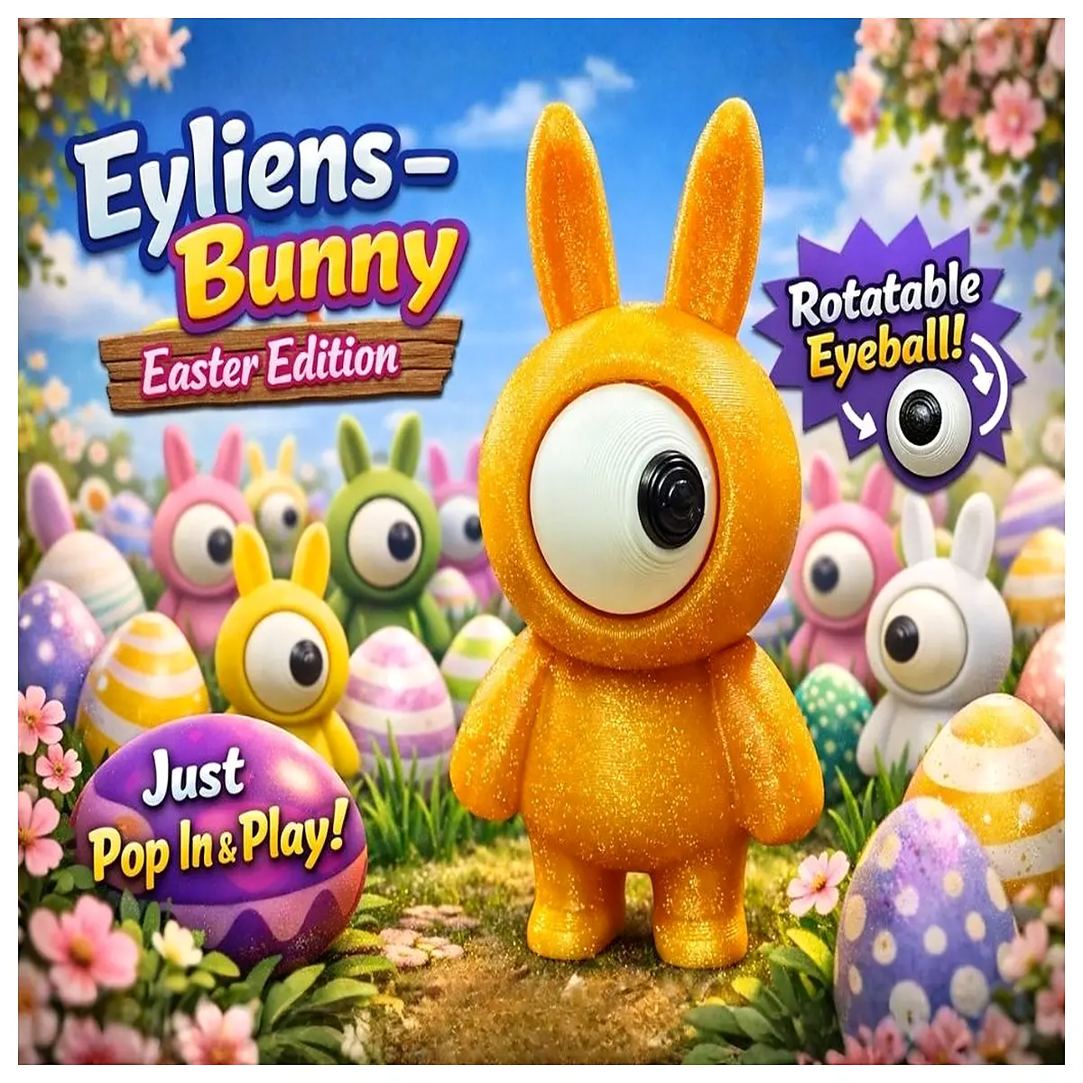 Rotating Easter Bunny Eyeball Toy Fun Puzzle Toy Kids Gift Creative Decoration Easter Decoration Accessory