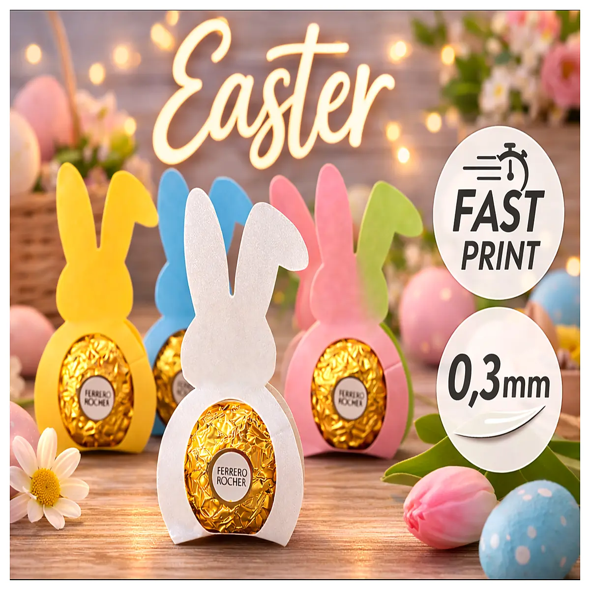Quick Print Easter Bunny Chocolate Tray 3mm Easter Gift Box Decoration Tray Egg Holder
