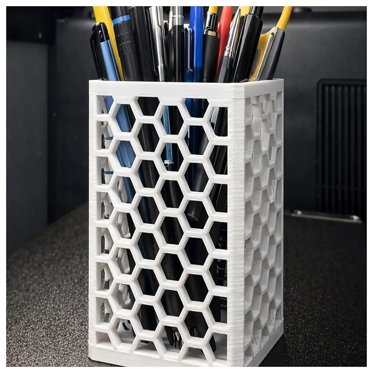 Honeycomb Pencil Case Modern Hexagonal Desk Pen Holder Office Learning Organizer Storage Box Multi Function Pencil Stand Pen Accessories