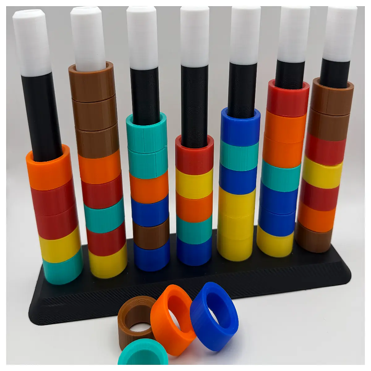 Ring Puzzle 3D Printed Brain Game Logical Sorting Challenge Kids Education Toy Shape Recognition