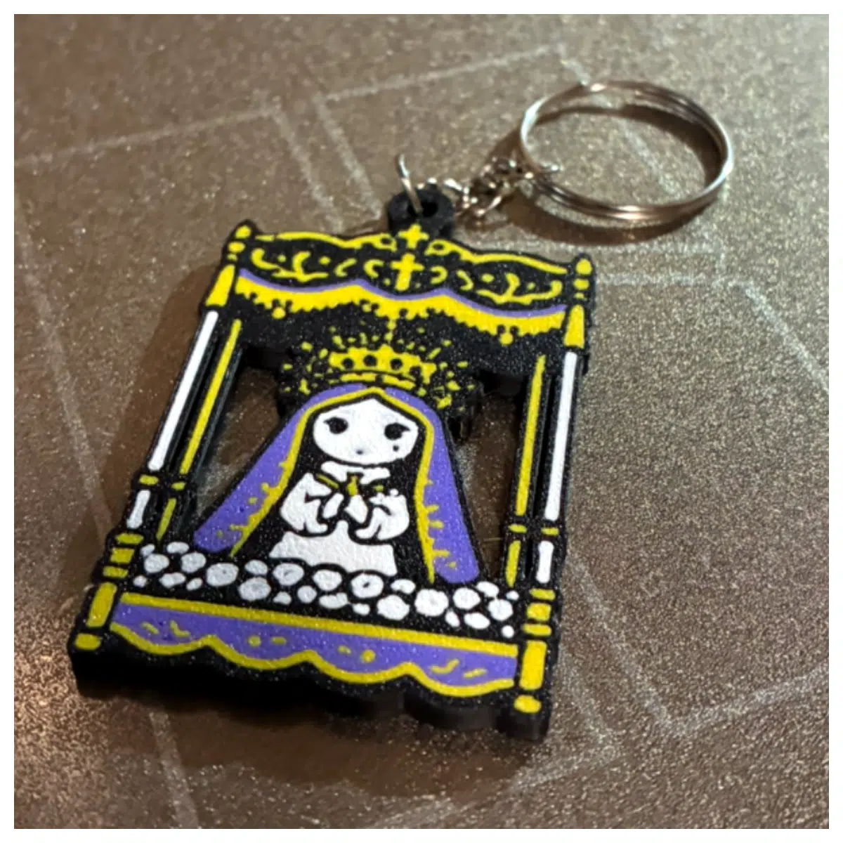 Virgin Mary Palio Keychain Holy Week Commemorative Religious Decoration Jesus Christ Statue Christmas Gift Prayer Ornament