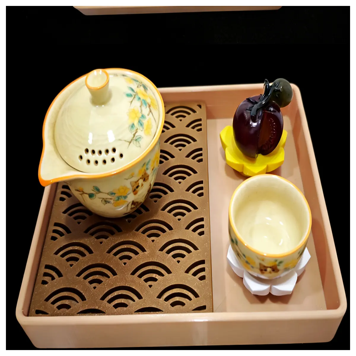 Double Tea Tray Split Structure Tea Set Serving Tray Tea Ceremony Gift Creative Tea Plate