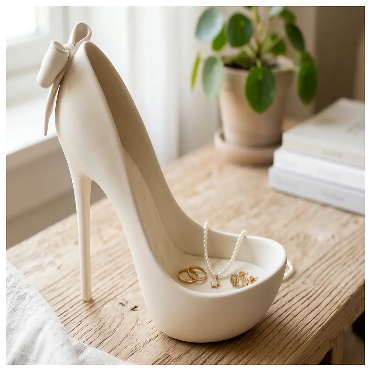 Rhinestone High Heel Shoe Organizer Display Case Jewelry Storage Box Elegant Heels Holder Gift
