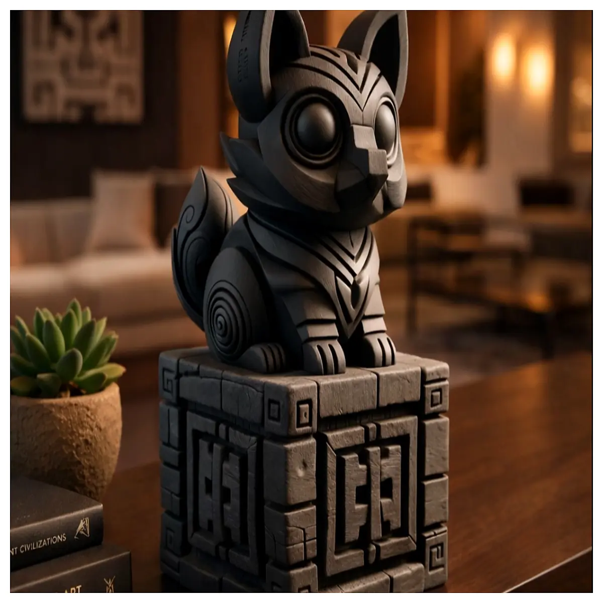 Aztec Mayan Dog Sculpture Decorative Statue Ancient Art Indigenous Mexico Figurine Collection