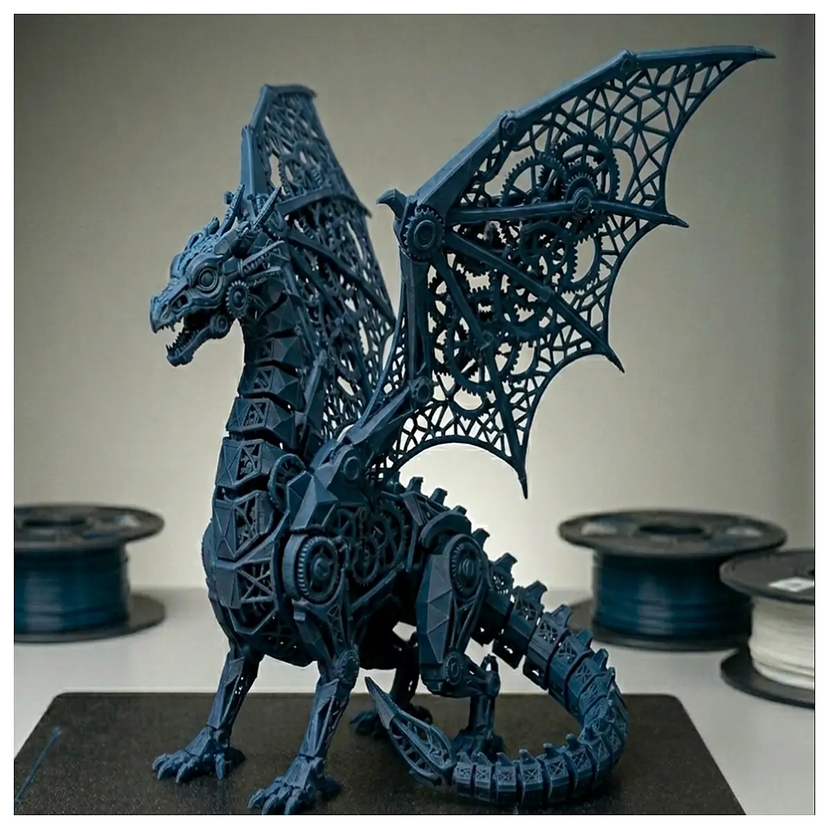 metal dragon sculpture mechanical steampunk dragon figurine industrial robot collectible metal art piece
