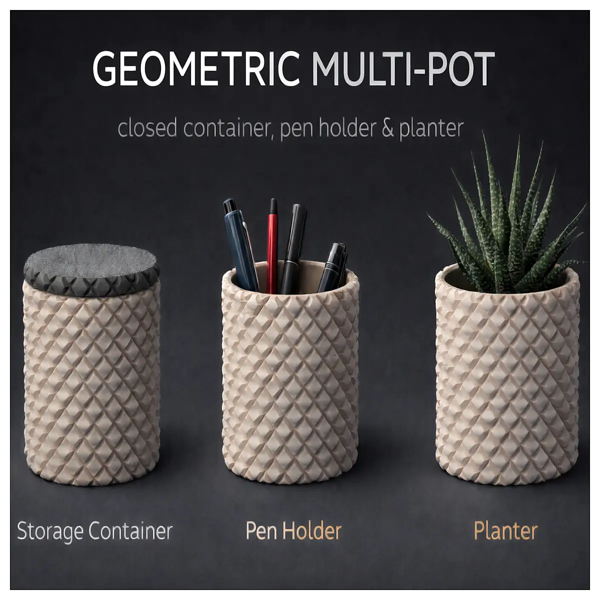 Geometric Multi Functional Can Organizer Container Flower Pot Storage Box Desk Organizer Kitchen Storage Home Organization Storage Container