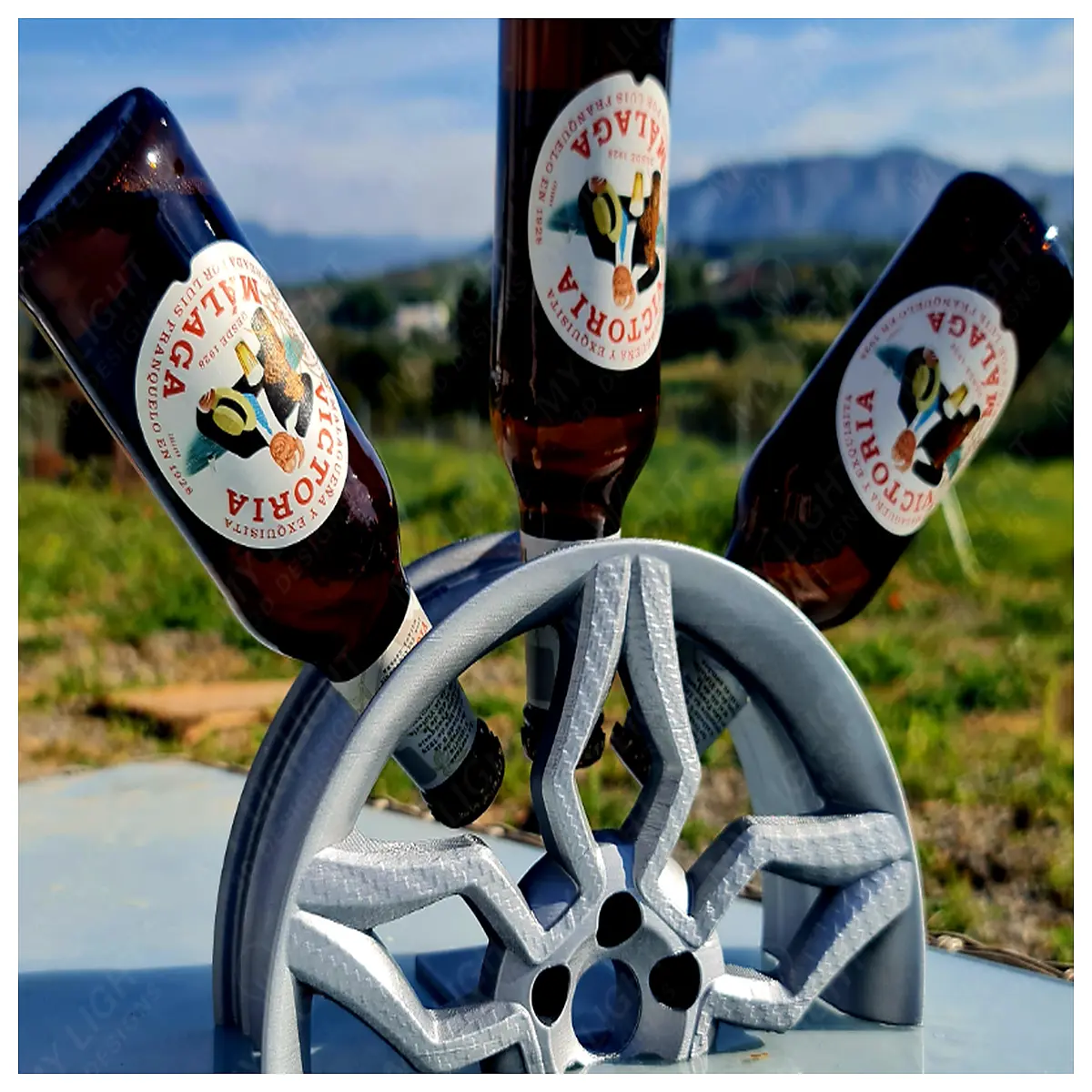 car wheel rim beer bottle holder mount garage storage rack for home bar decor
