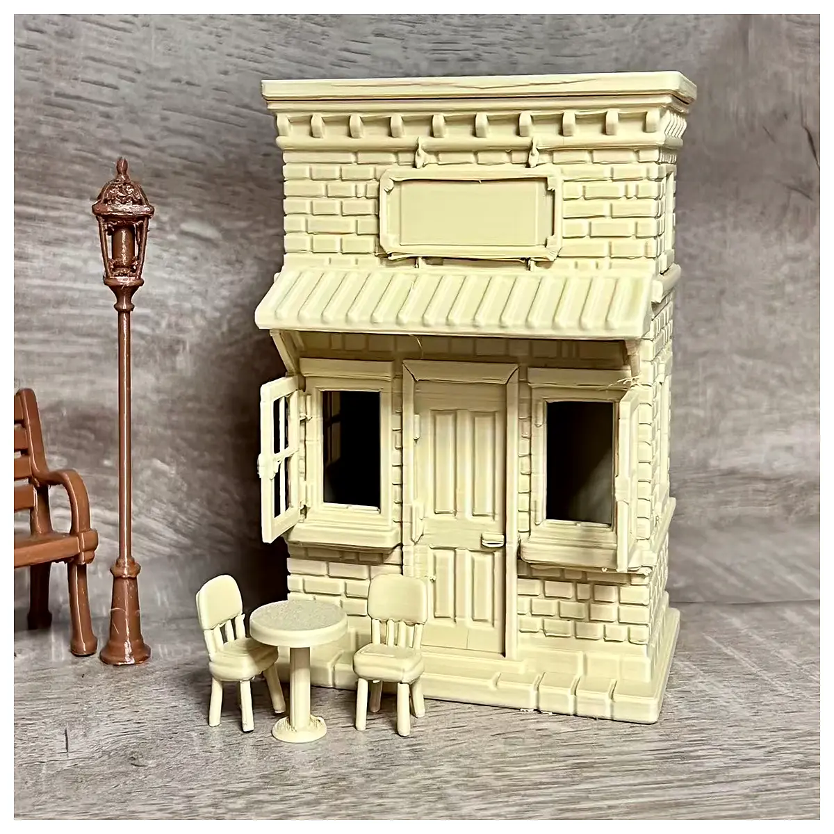 vintage retro miniature post office building diy house shop dollhouse scenery props
