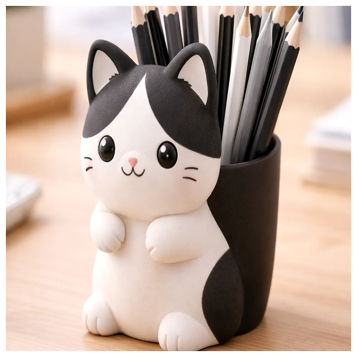 Cute Cat Pencil Holder Desk Organizer Minimalist Design Office School Supplies Creative Gift