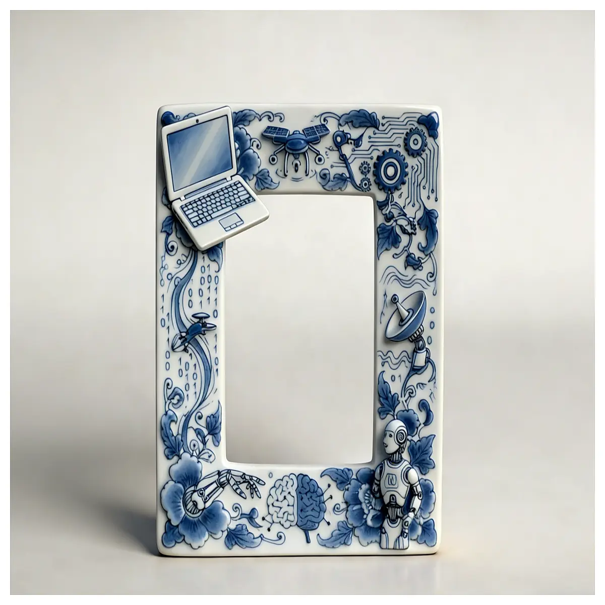 Faux Antique Ceramic Photo Frame Art Decoration Retro Display Wall Decor Creative Gift Frame