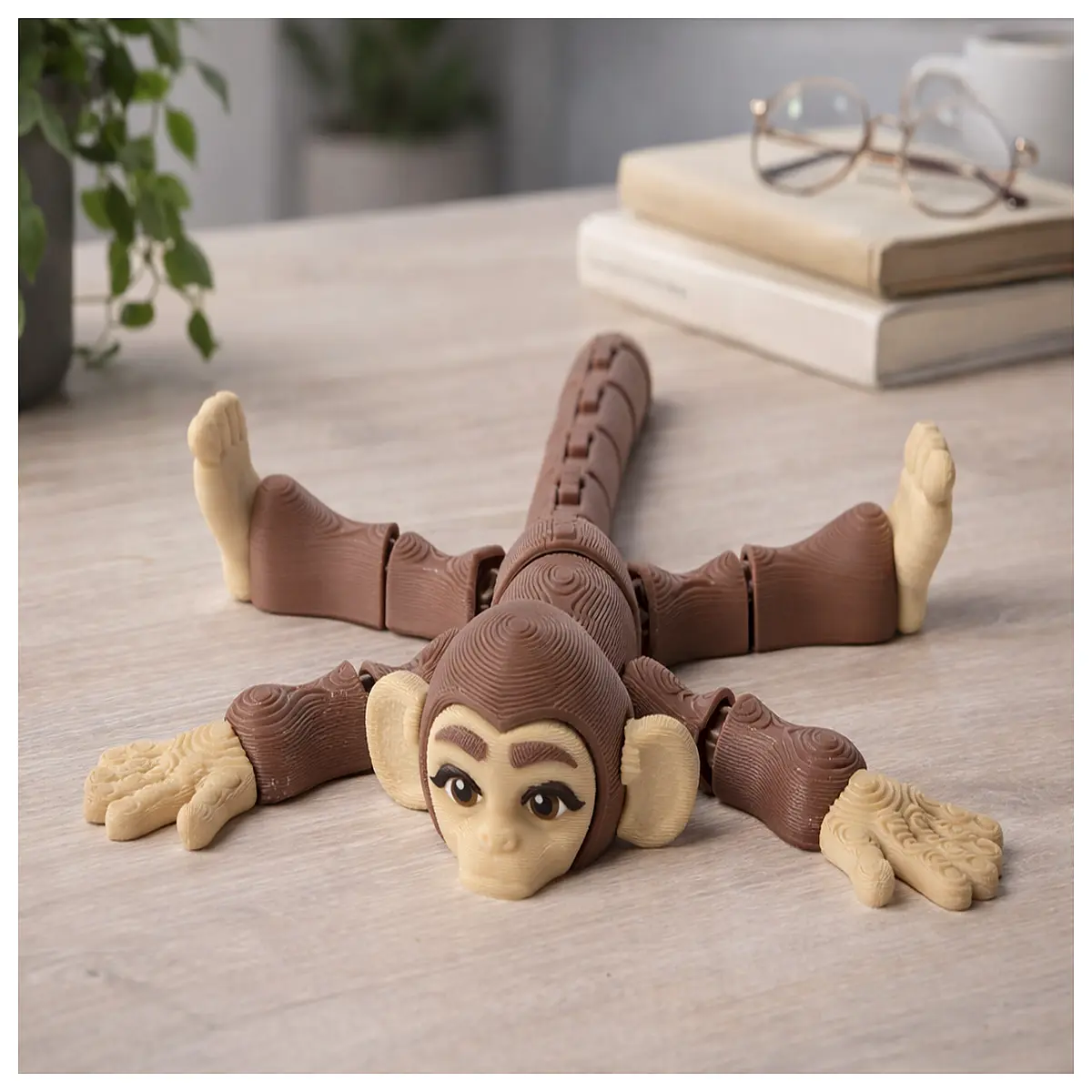 Moving Monkey Toy Desktop Companion Interactive Plush Figurine Fun Desk Decoration Animal Plush Educational Toy Kids Gift