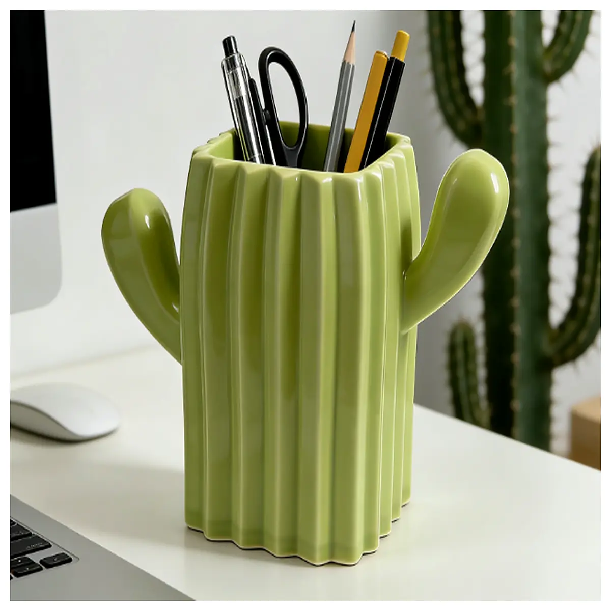 Cactus Pencil Holder Plant Storage Box Makeup Brush Organizer Toothbrush Paste Box Screw Organizer Creative Home Storage Multi Functional Organizer
