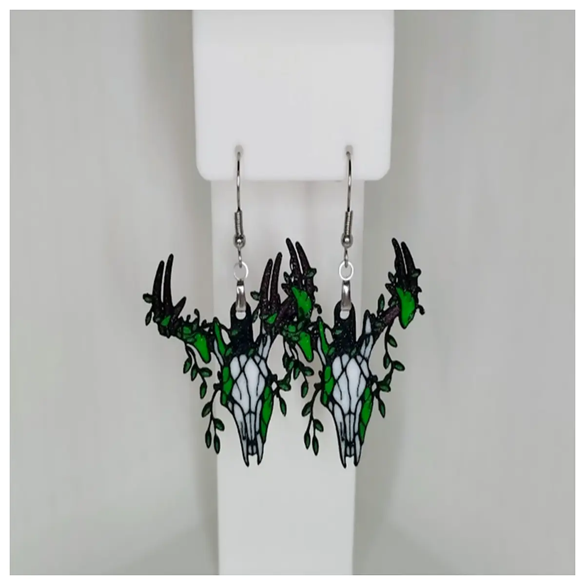 3D Printed Deer Skull Earrings Forest Style Animal Bone Jewelry Skull Decor Forest Theme Accessories
