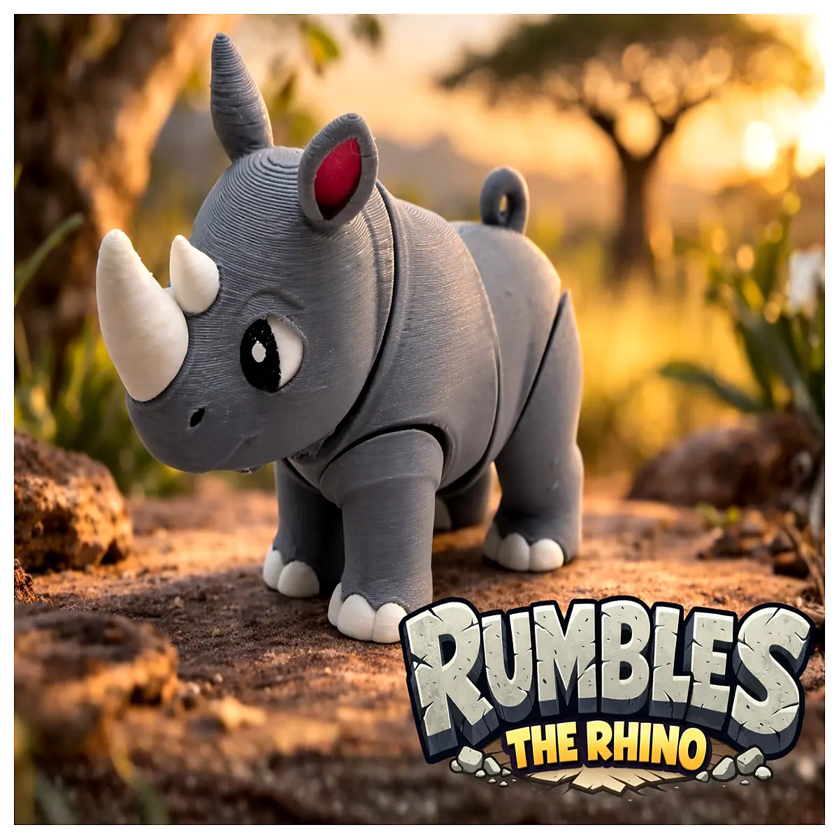 Roaring Rhino Toy Mobile Animal Printer Kids Educational Toys Animal Model Fun Gift for Birthday Holiday