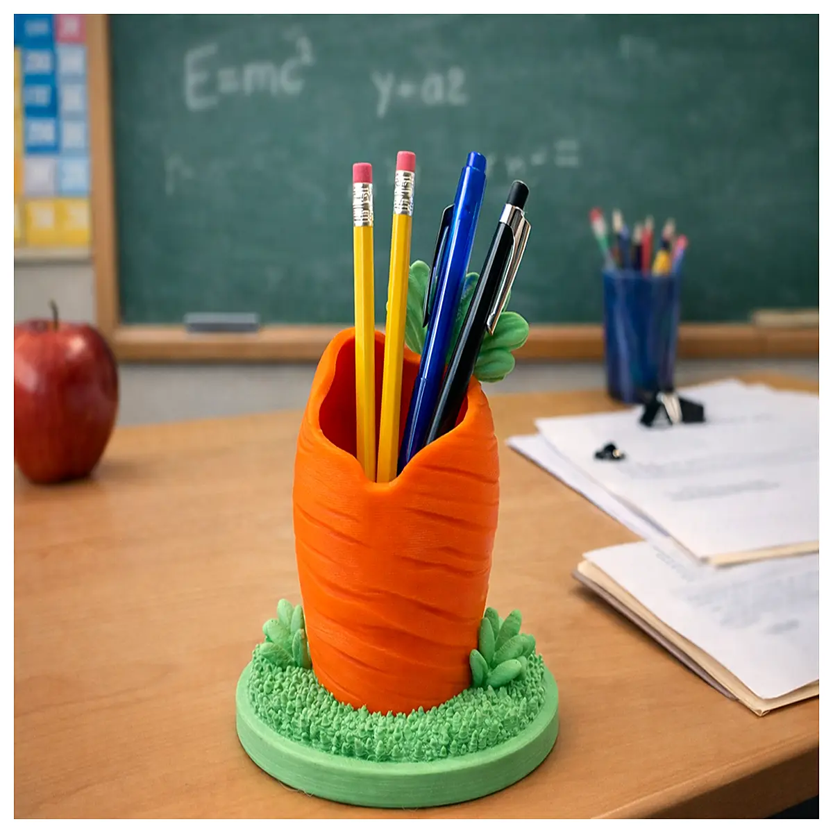 Carrot Pencil Holder Easter Desktop Organizer Vegetable Decor Rabbit Figurine Festive Gift Box Storage Solutions