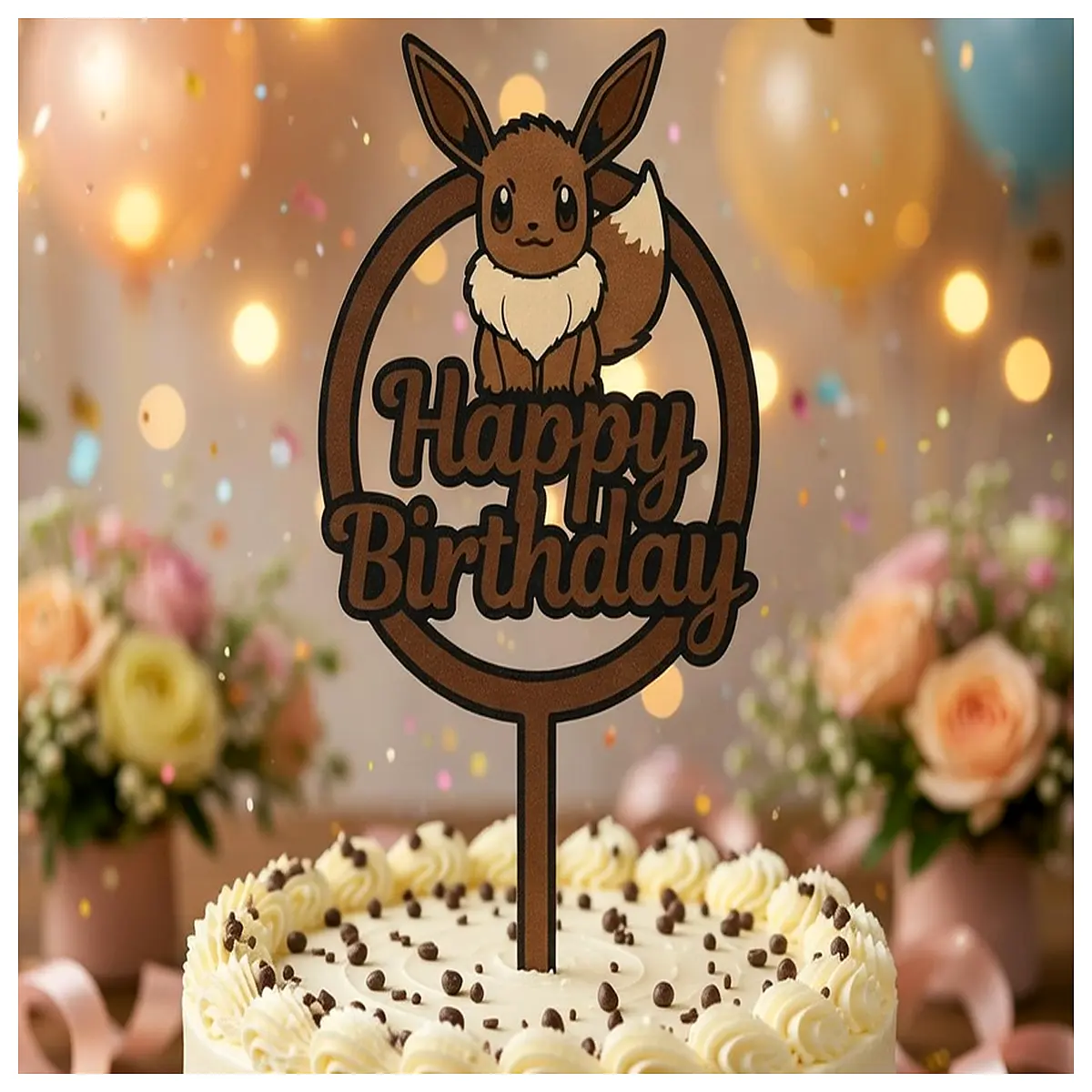 Birthday Cake Decoration Happy Eevee Cake Topper Party Supplies Cake Decoration Lovely Eevee Accessories
