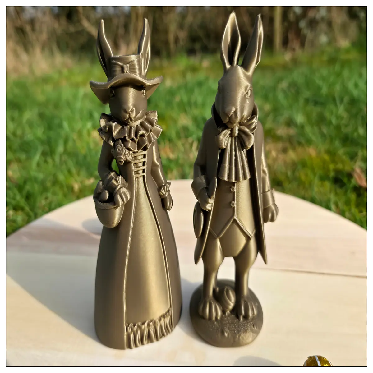 Easter Decoration Elegant Couple Rabbit Decor Set Festive Ornament Rabbit Figurine Easter Decorations Elegant Rabbit Pair Decoration Holiday Decor