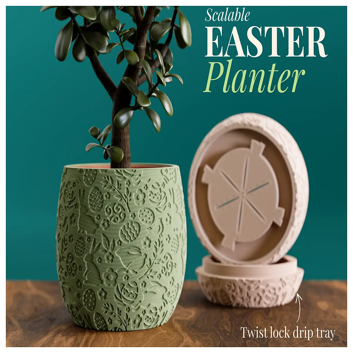 Easter Flower Pot Hidden Twist Tray Decorative Planter Festive Gift Creative Pot Bonsai Flower Container