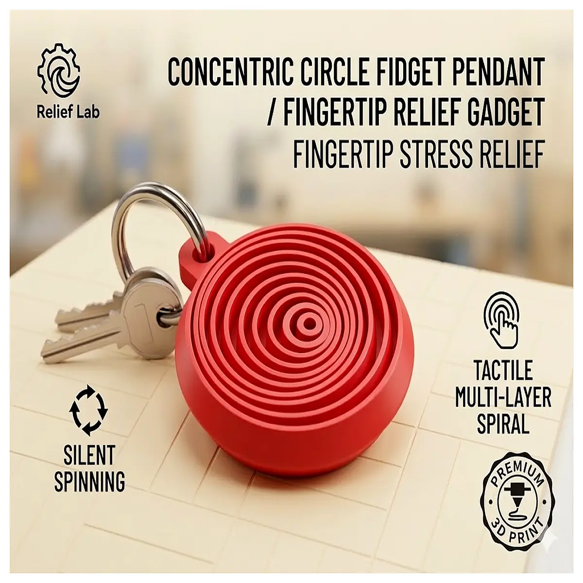 Round Squeeze Toy Keychain Stress Relief Toy Fidget Keychain Anxiety Relief Stress Ball Desk Toy Fun Gift