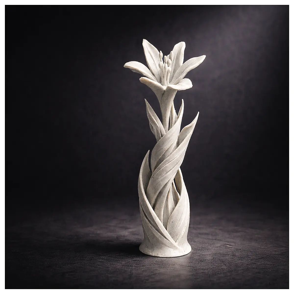 Distorted Lily Sculpture Elegant Spiral Flower Art Figurine Home Decor Modern Floral Art Piece
