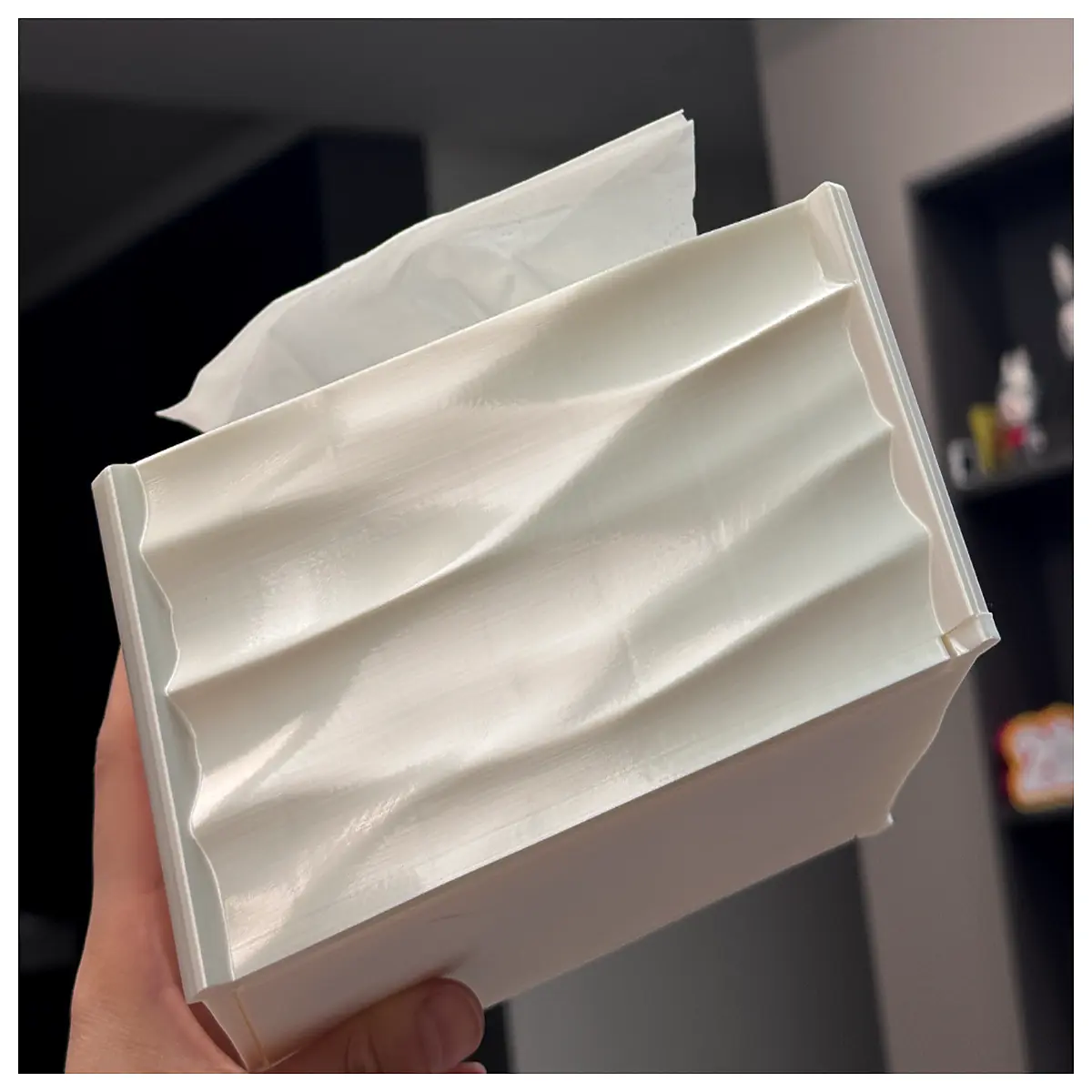 Wave Pattern Recessed Toilet Paper Holder Shelf Bathroom Tissue Box Storage Organizer Modern Design