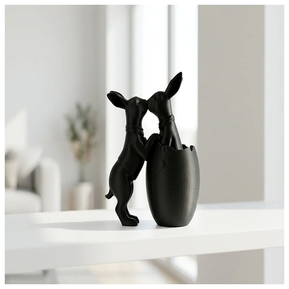 Easter Bunny Sculpture Kissing Figure Decorative Ornament Holiday Gift Rabbit Toy Resurrection Bunny Sculpture Kissing Resurrection Gift