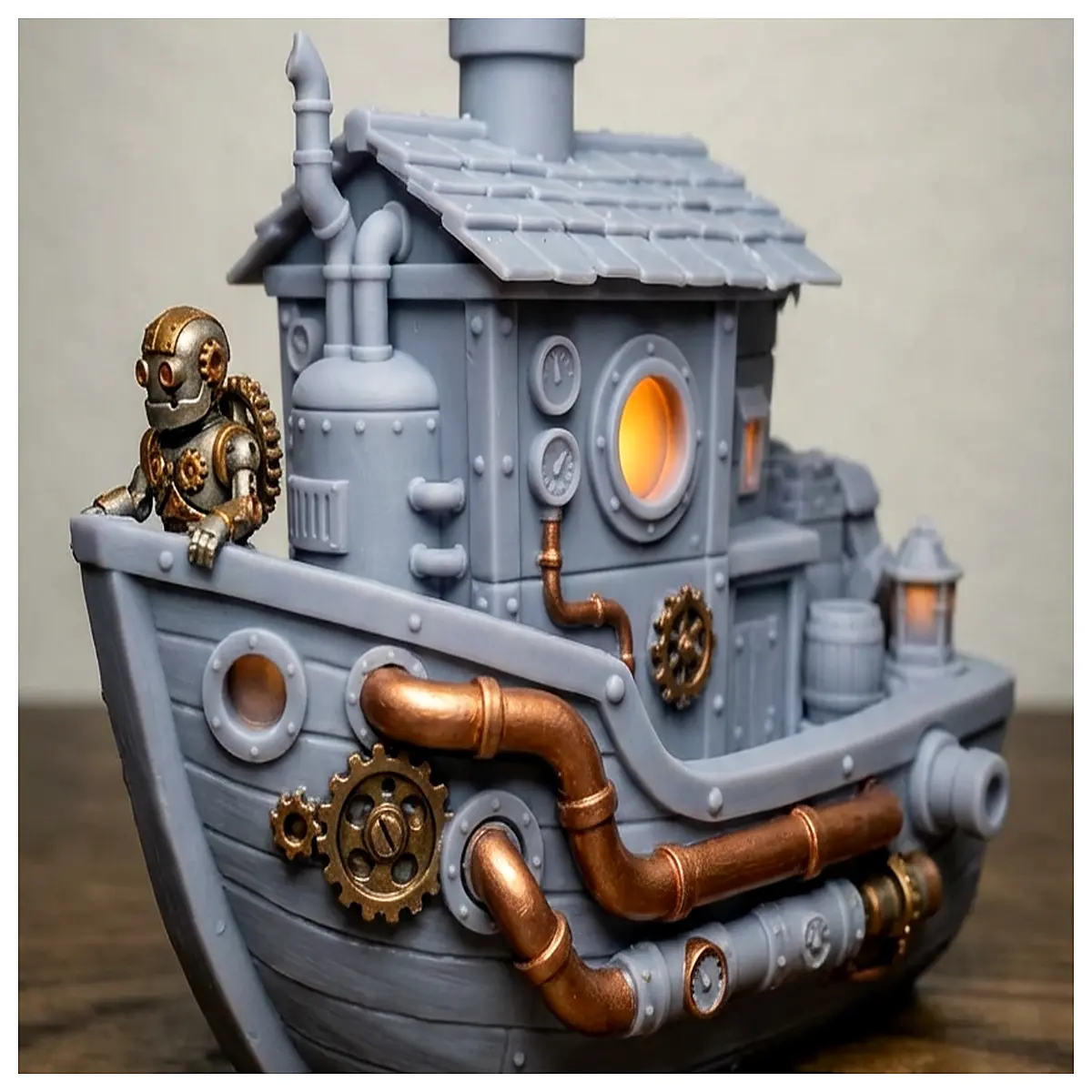 Steampunk Model Boat Toy Miniature Ship Parts Assembly Model Steam Era Decoration