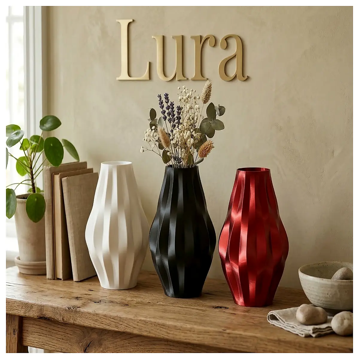 Low Poly Geometric Vase Modern Decor Indoor Home Accent Art Vase Decorative Object