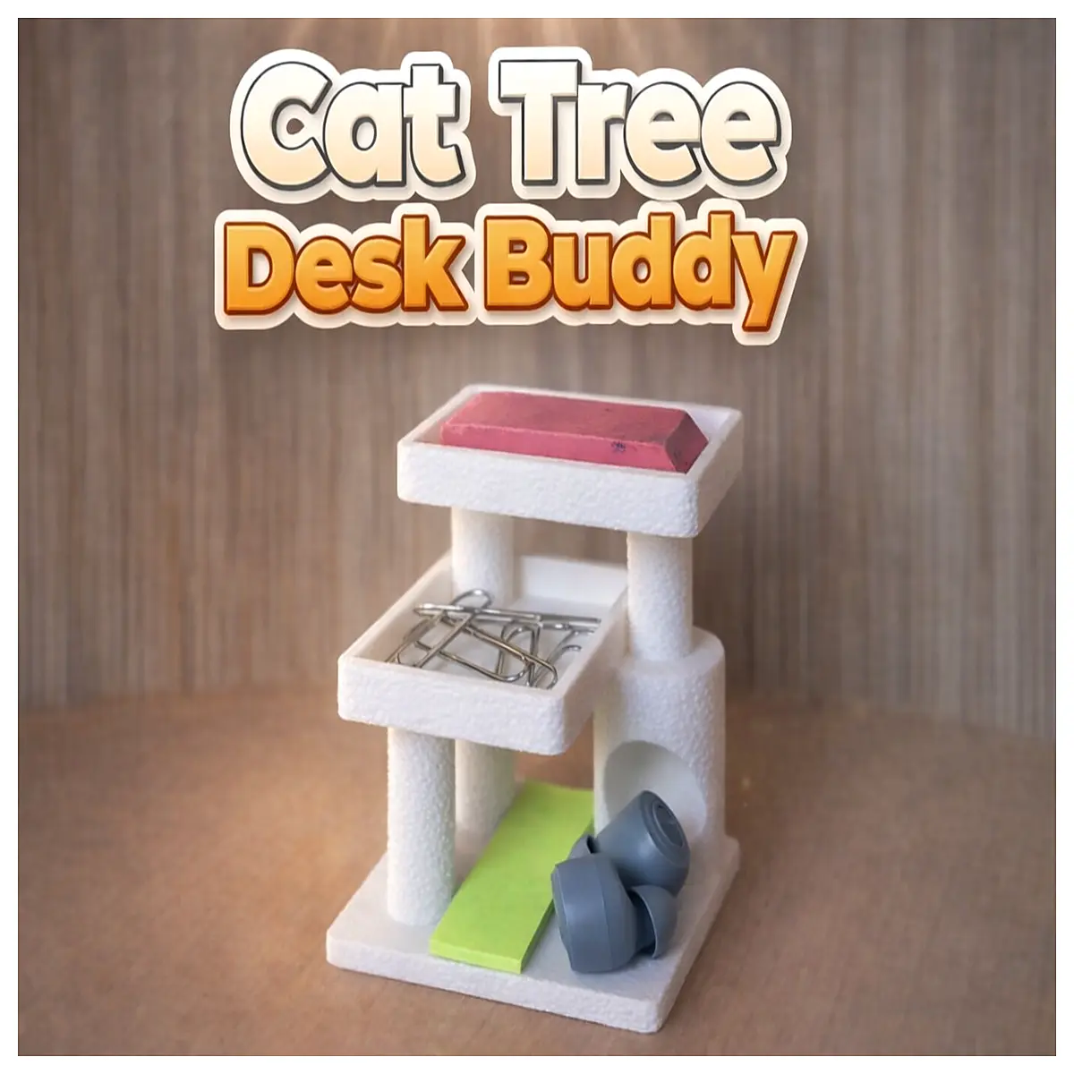 Desktop Cat Tree Organizer Space Saving Cat Toys Lazy Cat Stand Scratch Post Cat Wand Interactive Play