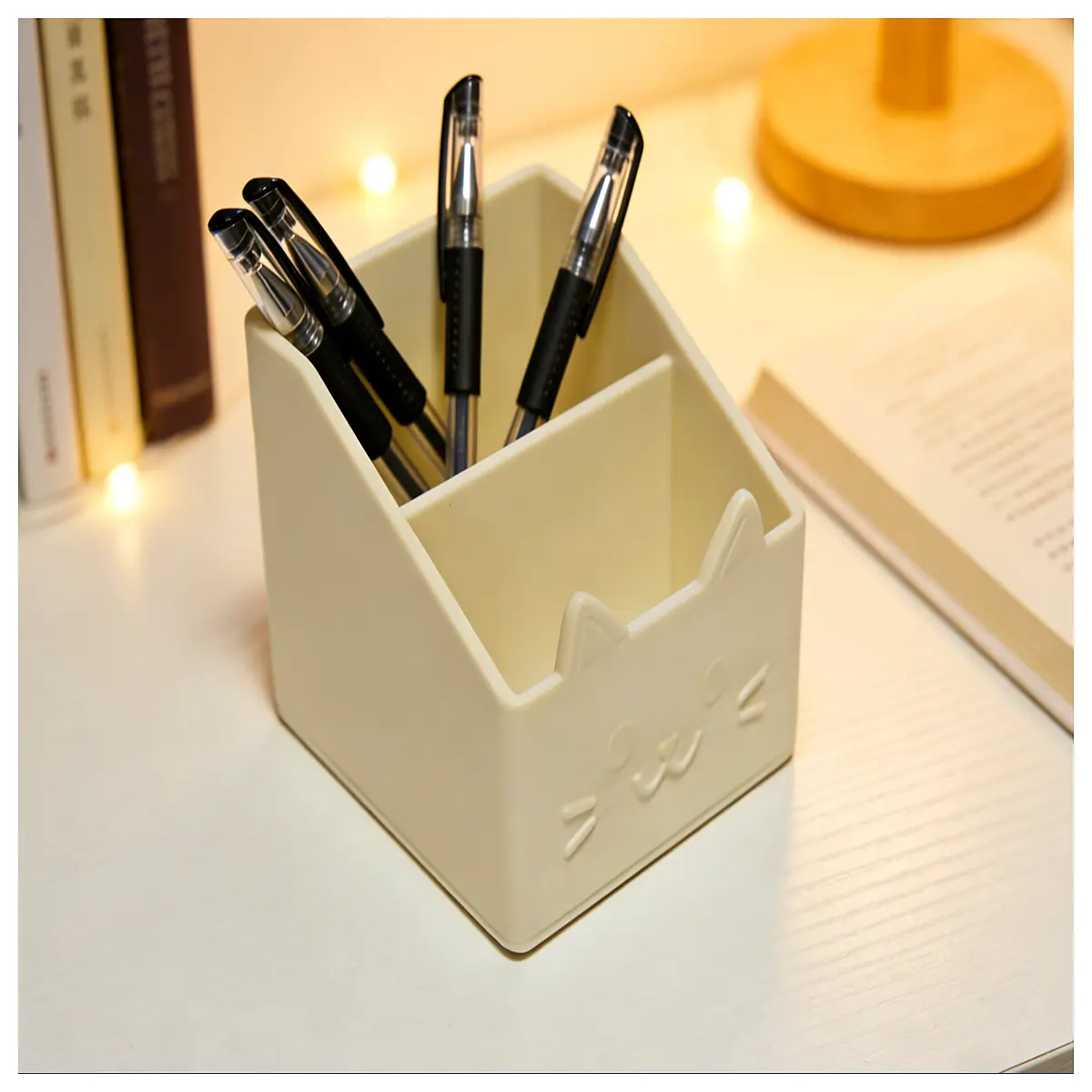 Cat Pen Holder Organizer Desk Storage Box Cute Animal Container Stationery Holder Multi Function Organizer