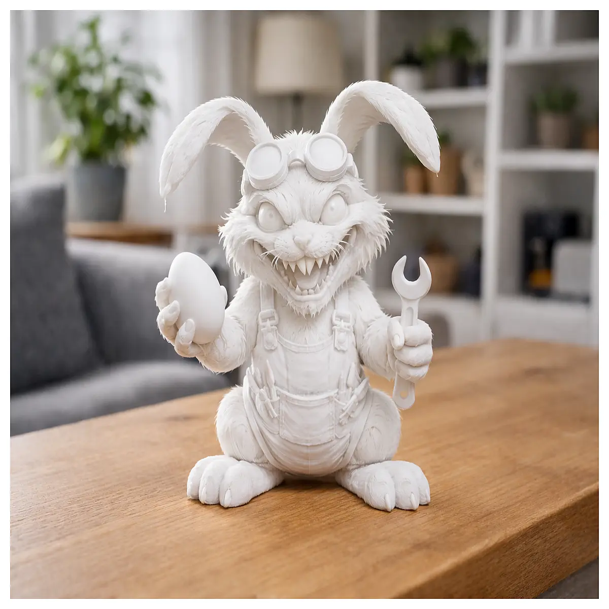 Psychotic Easter Bunny Toy Evil Mechanical Rabbit Model Horror Collectible Festival Decoration Gift Psychotic Rabbit