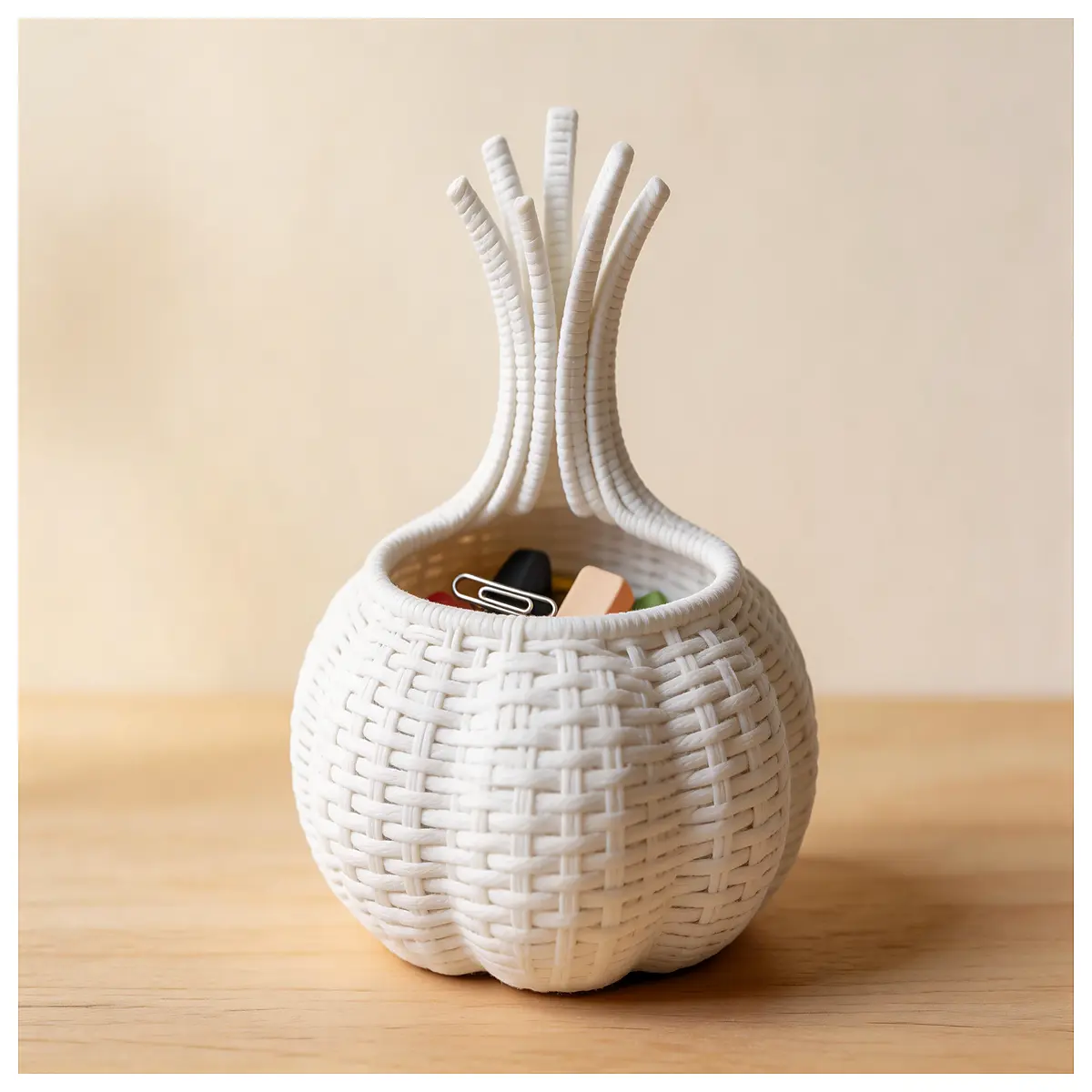 Garlic Wicker Basket Storage Box Kitchen Organizer Vegetable Fruit Basket Weaving Storage Container