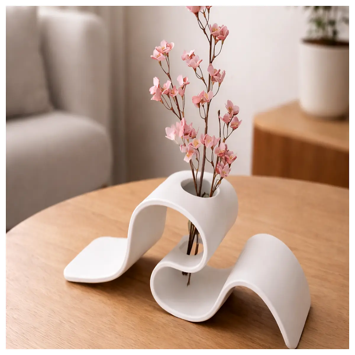 minimalist dried flower wavy design home decor shelf for pampas grass arrangement