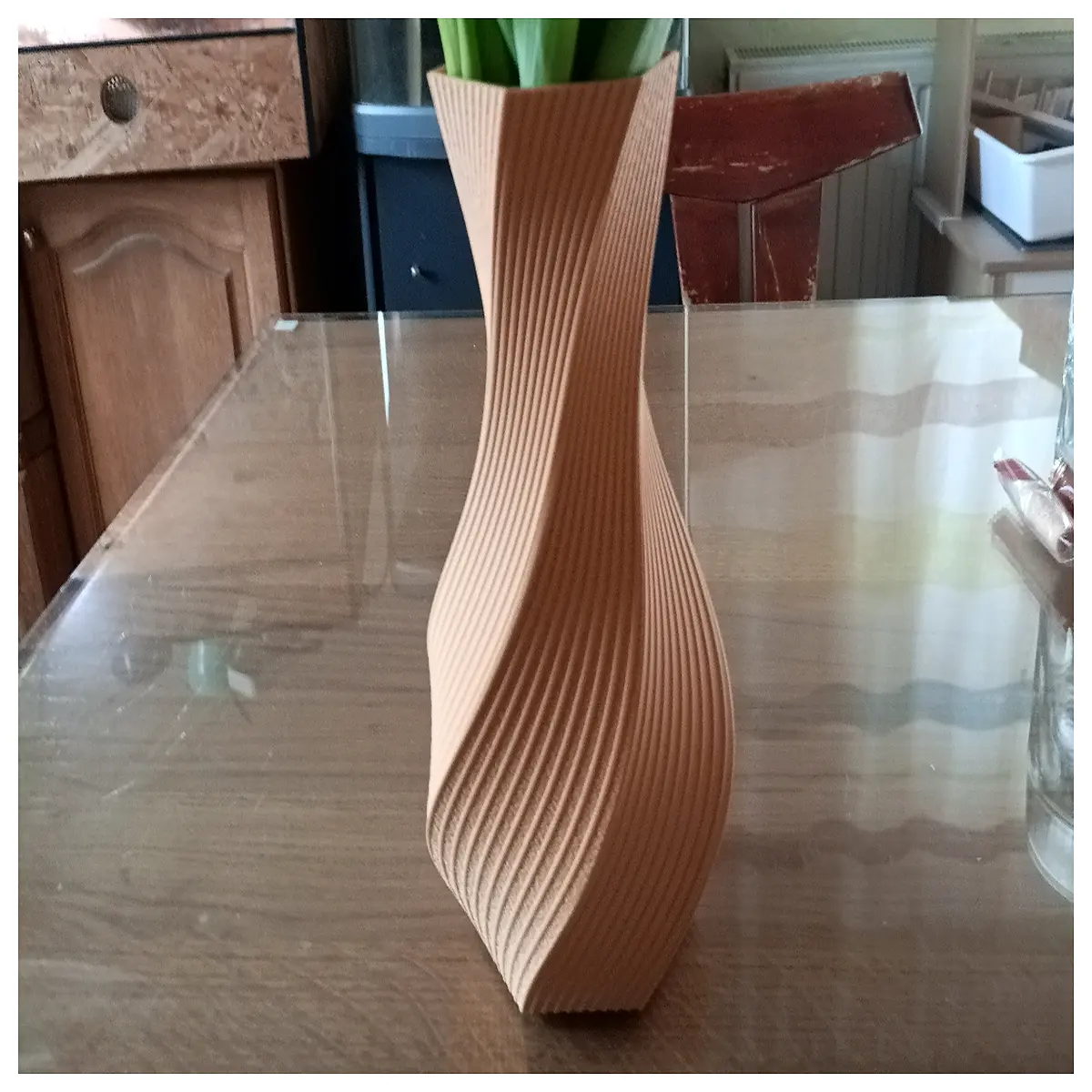 PLA Wood 3D Printed Spiral Vase Home Decor Creative Gift Plant Bouquet Container Floral Arrangement Holder