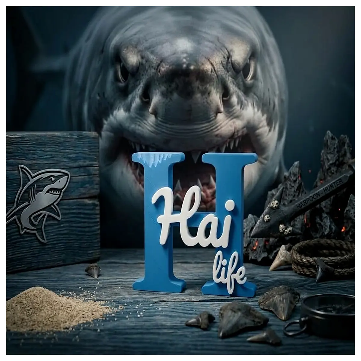 hai life shark bite prop sign realistic damage effect horror movie party decoration
