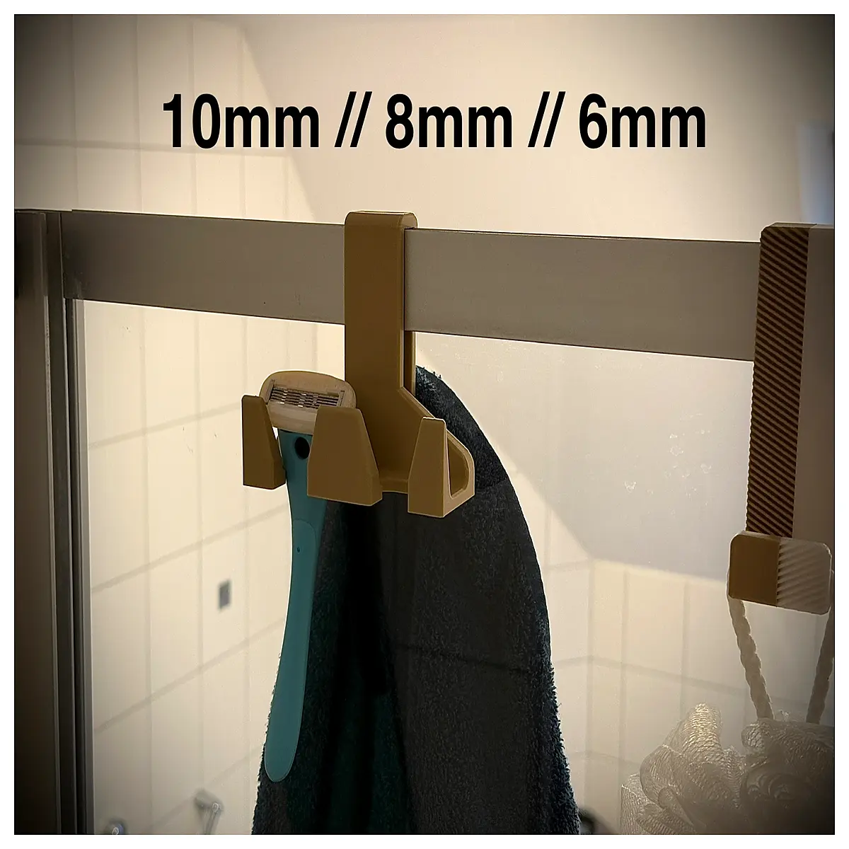 Shower Holder Shaving Brush Organizer Bath Towel Rack Bathroom Wall Mounted Shelf Multi Function Hooks