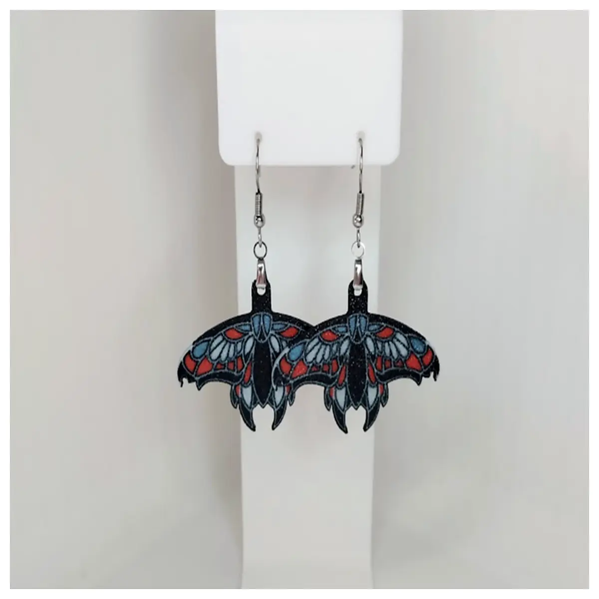 3D Printed Moth Earrings ful Glass Style Wing Earrings Creative Personalized Decoration Earring Design