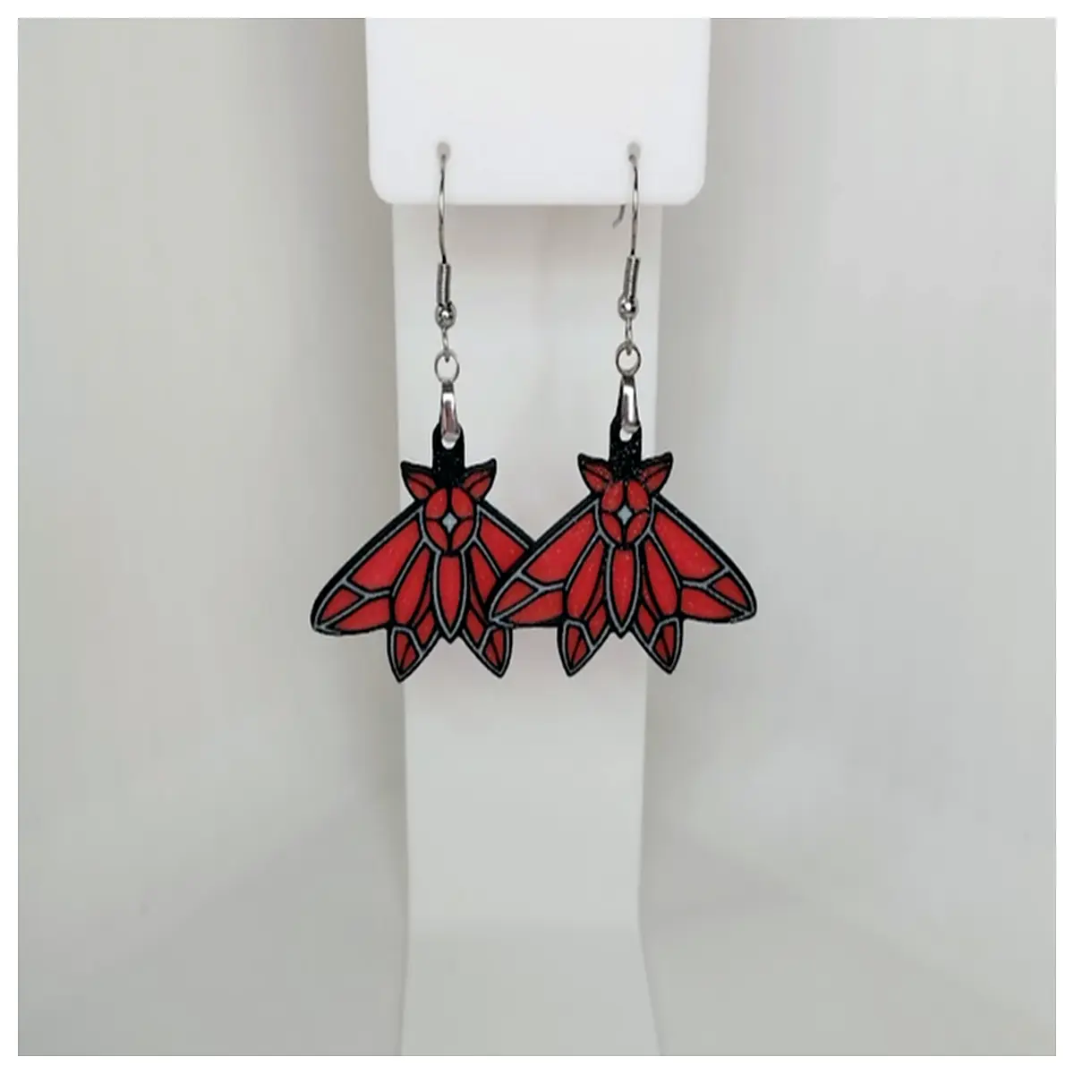 Red Moth Earrings 3D Printed Jewelry Wing Earrings Simulated Stud Earrings Creative Personalized Decoration Trendy Earring