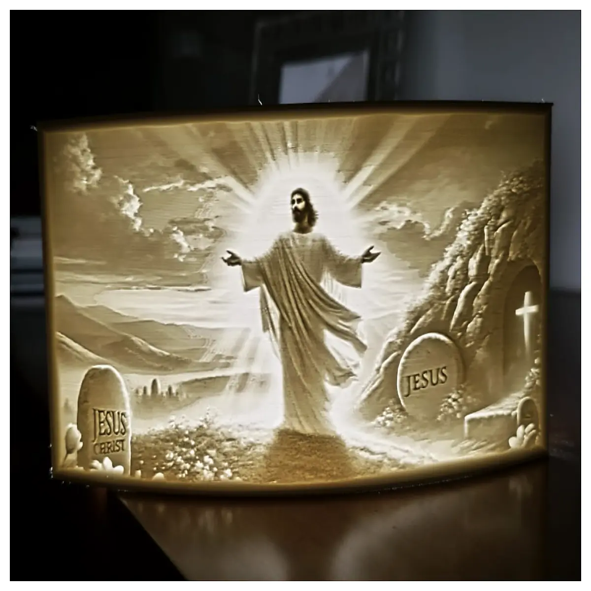 Resurrection Easter Shadow Art Sculpture Festive Decoration Easter Decor Shadow Carving Art Piece Gift Idea